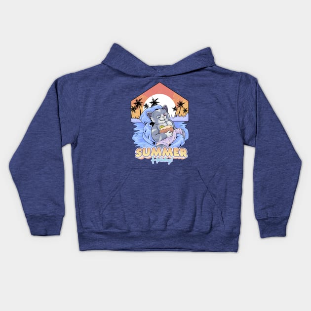 Summer Enjoyed Cat Kids Hoodie by Wagum Std